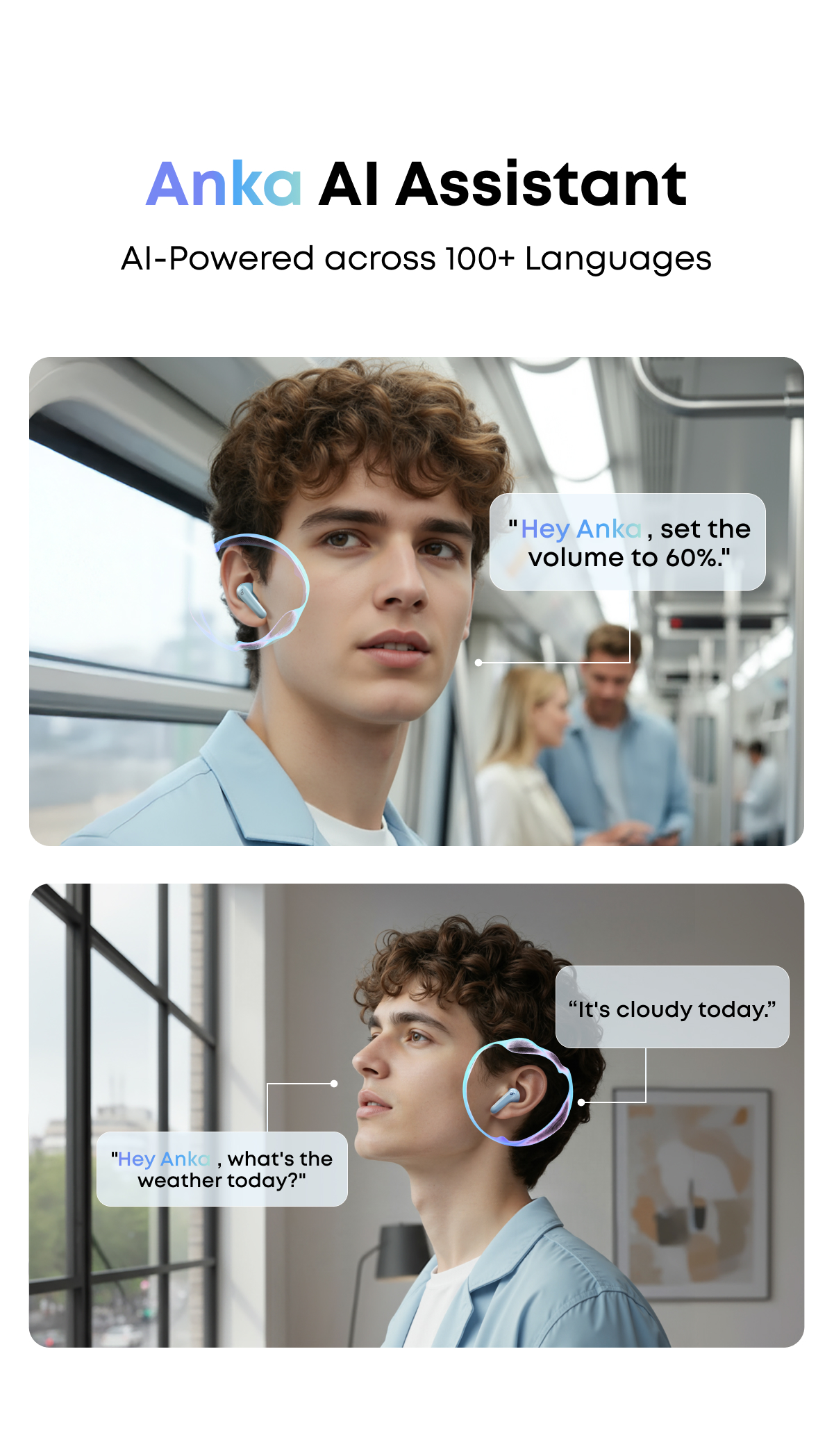 soundcore R60i NC, 6-Mics, Real-Time (ANC) Adaptive Noise Cancelling, Hi-Res Sound, Translation Earbuds, 50H Playtime