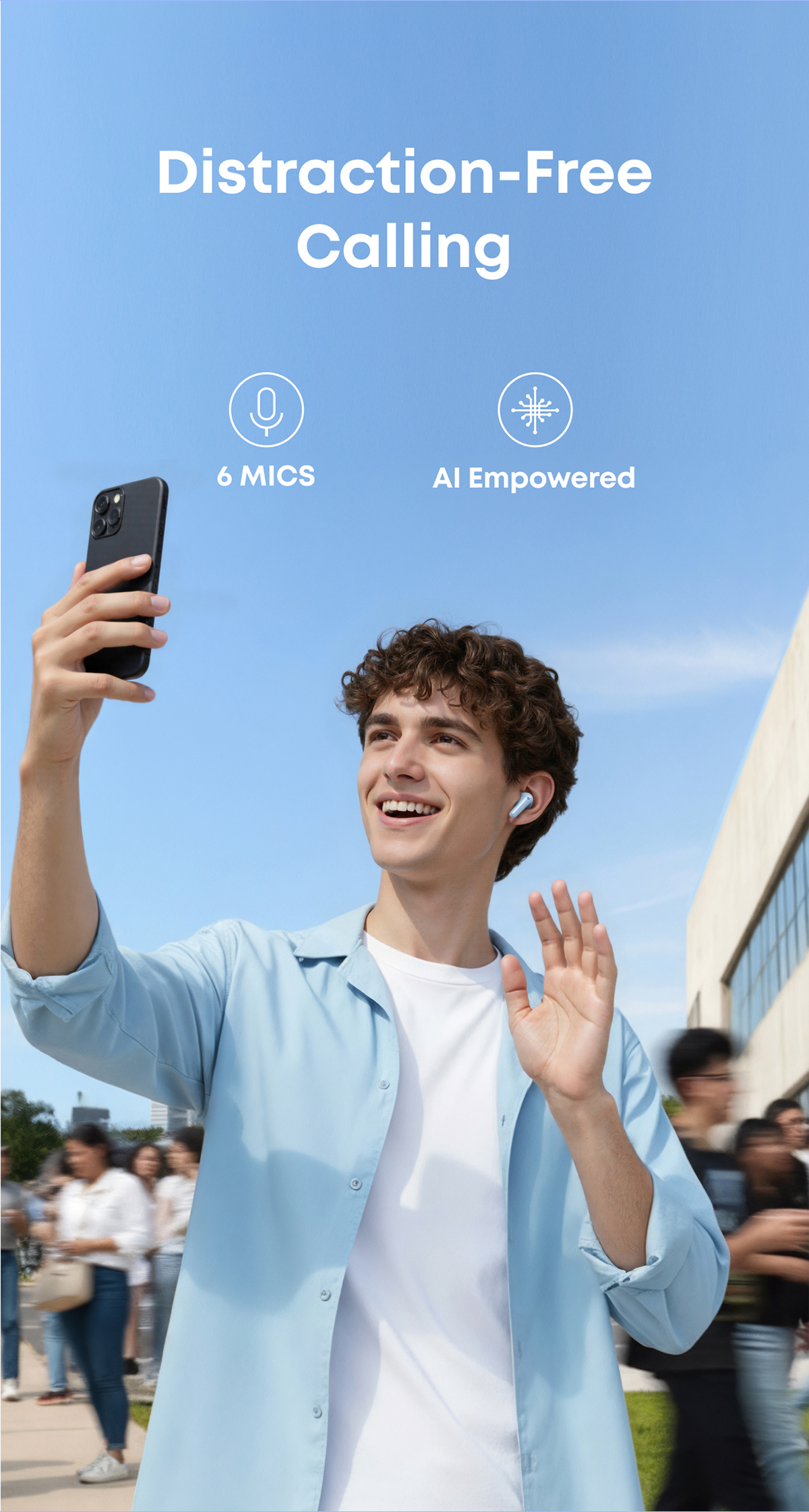 soundcore R60i NC, 6-Mics, Real-Time (ANC) Adaptive Noise Cancelling, Hi-Res Sound, Translation Earbuds, 50H Playtime