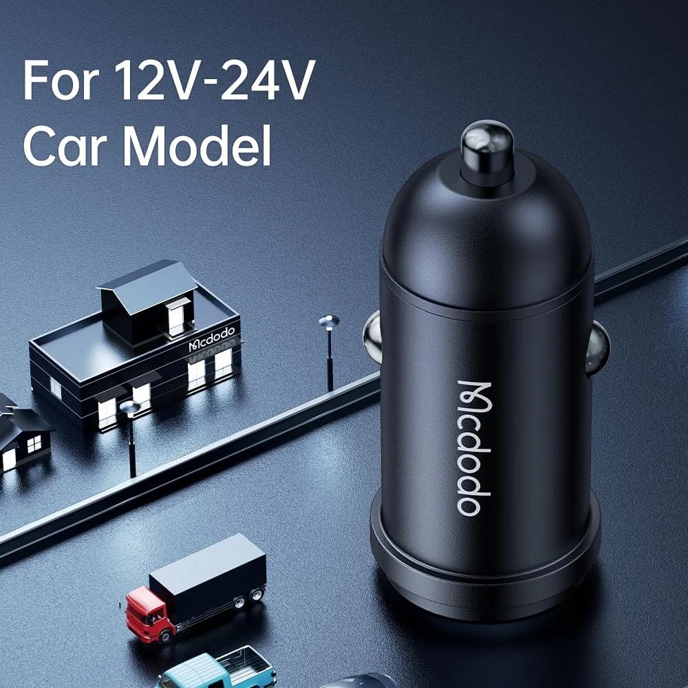 Mcdodo Aluminum Alloy 45W USB-C PD Car Charger Kit with 36W USB-C Cable (1.2m) - Black - CC-7496