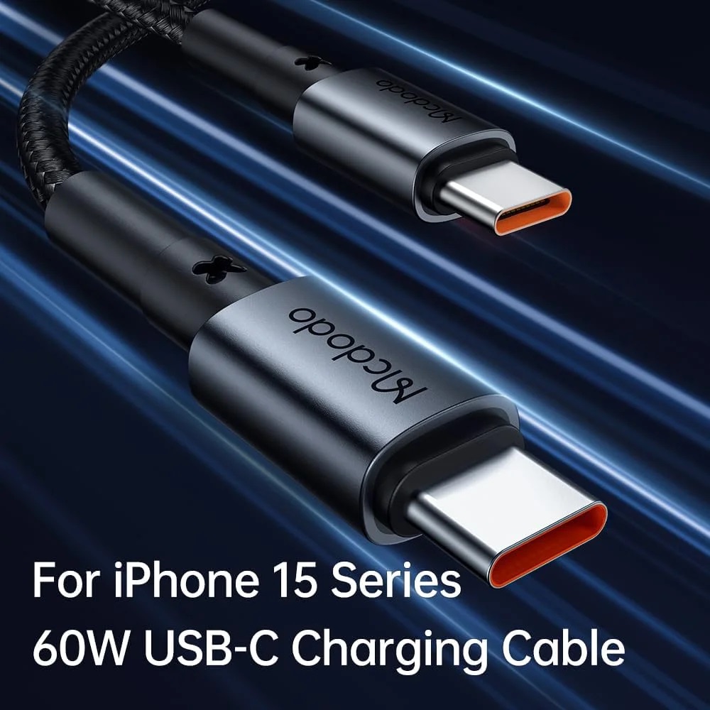 Mcdodo Aluminum Alloy 45W USB-C PD Car Charger Kit with 36W USB-C Cable (1.2m) - Black - CC-7496