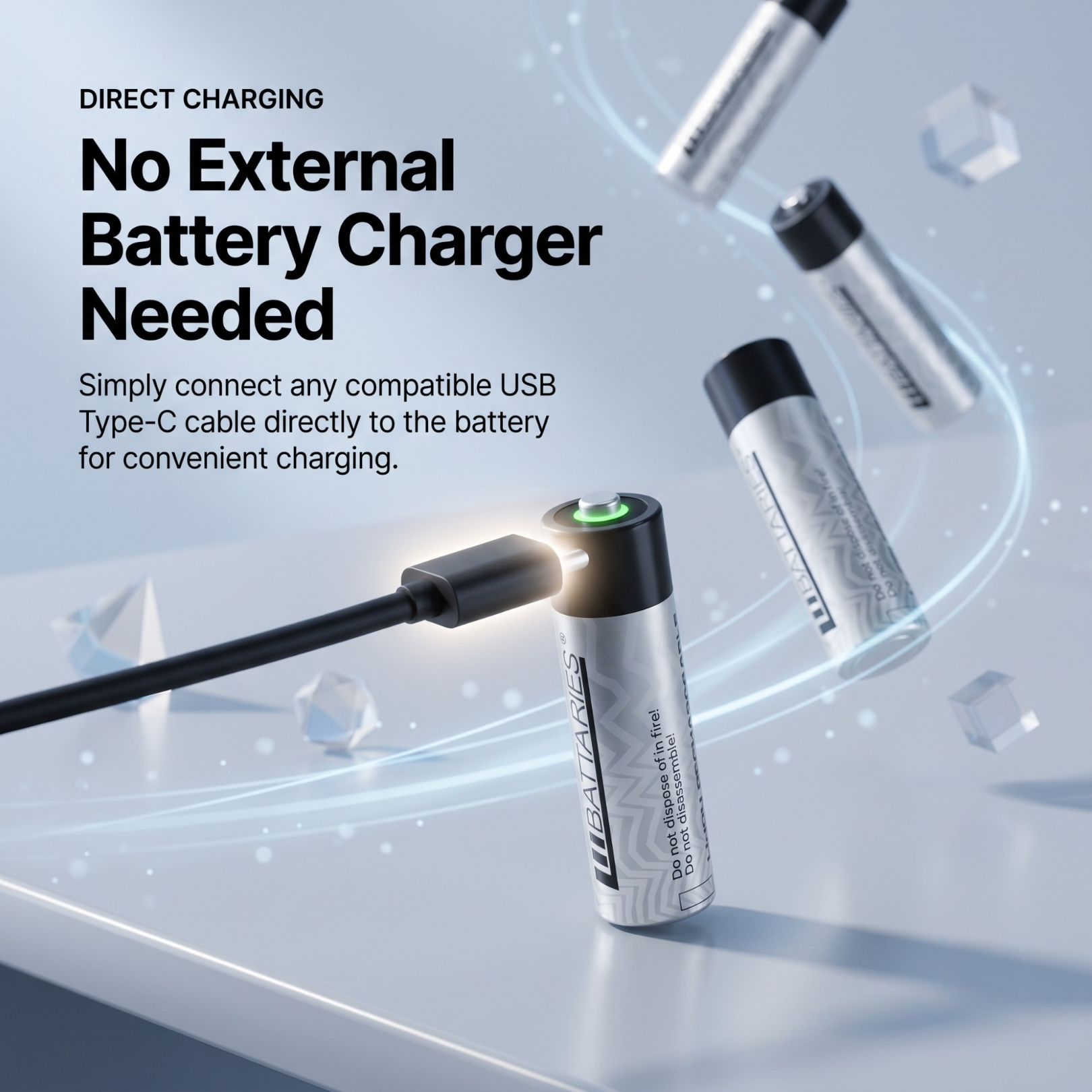 No external battery charger box required