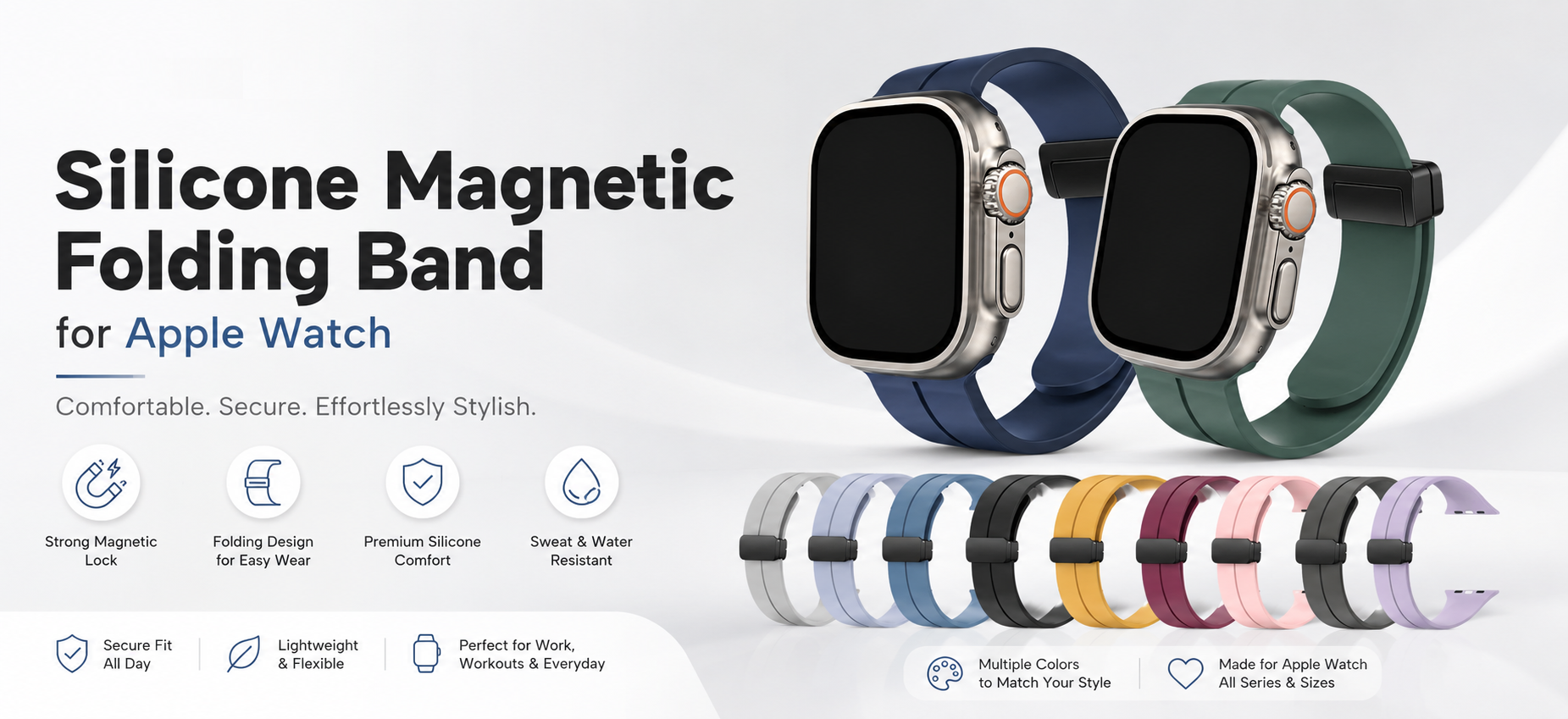 Silicone Magnetic Folding Band for Apple Watch