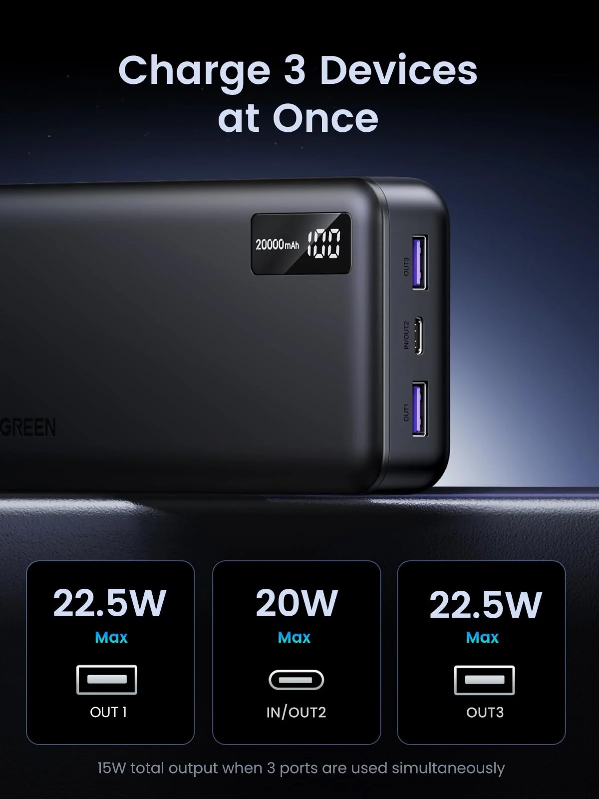 Compact 20000mAh Power Bank