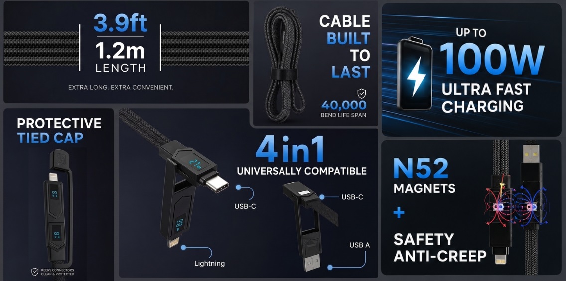 Dablew Tech 4-in-1 Dual Display Cable Highlights
