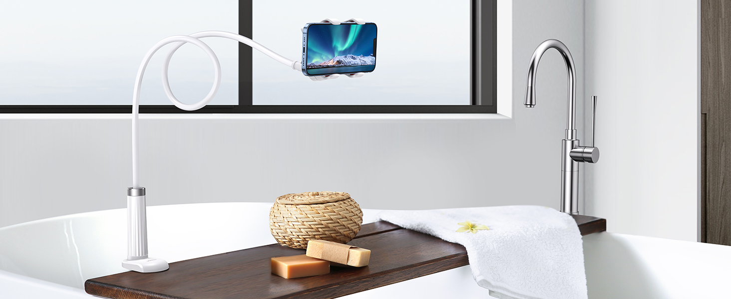 Ugreen Gooseneck Desktop Phone Holder with Flexible Long Arm - White
