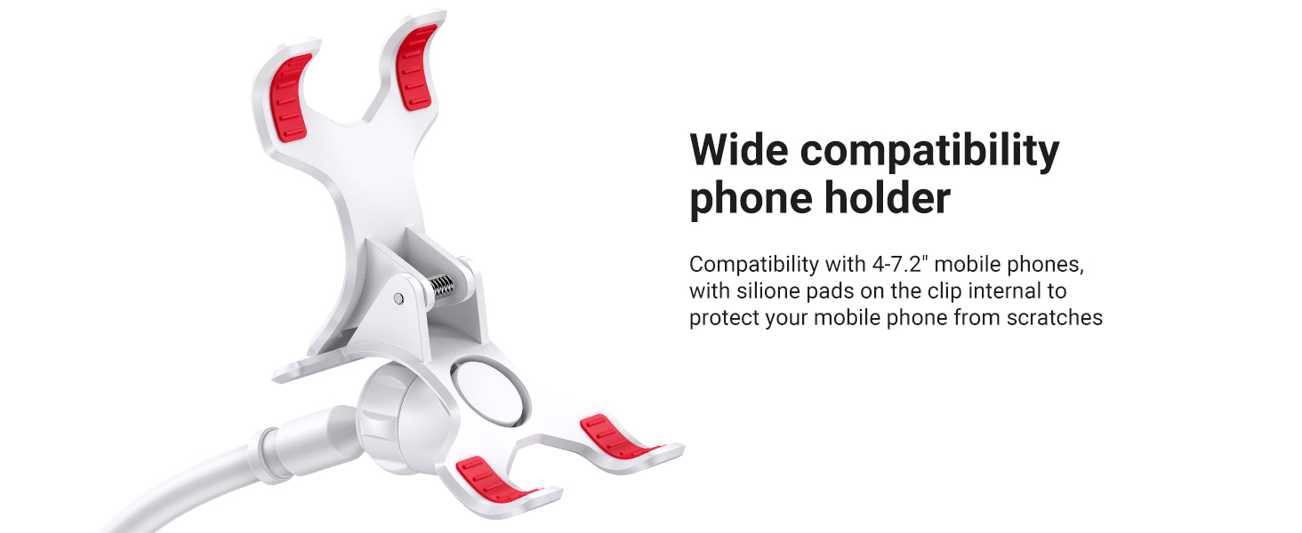 Ugreen Gooseneck Desktop Phone Holder with Flexible Long Arm - White