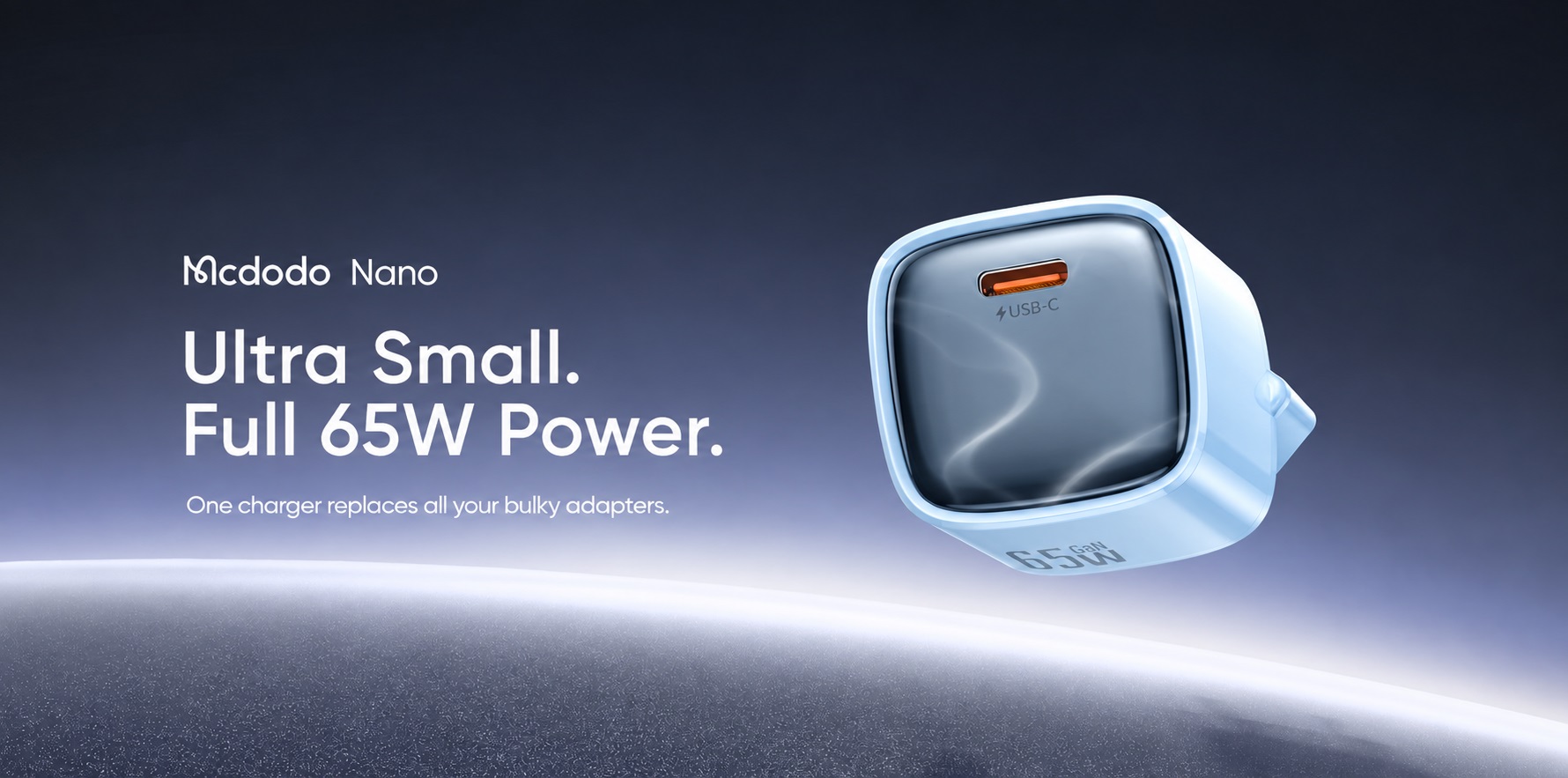 Mcdodo Nano 65W GaN Charger with 240W USB-C to USB-C Cable Light Blue