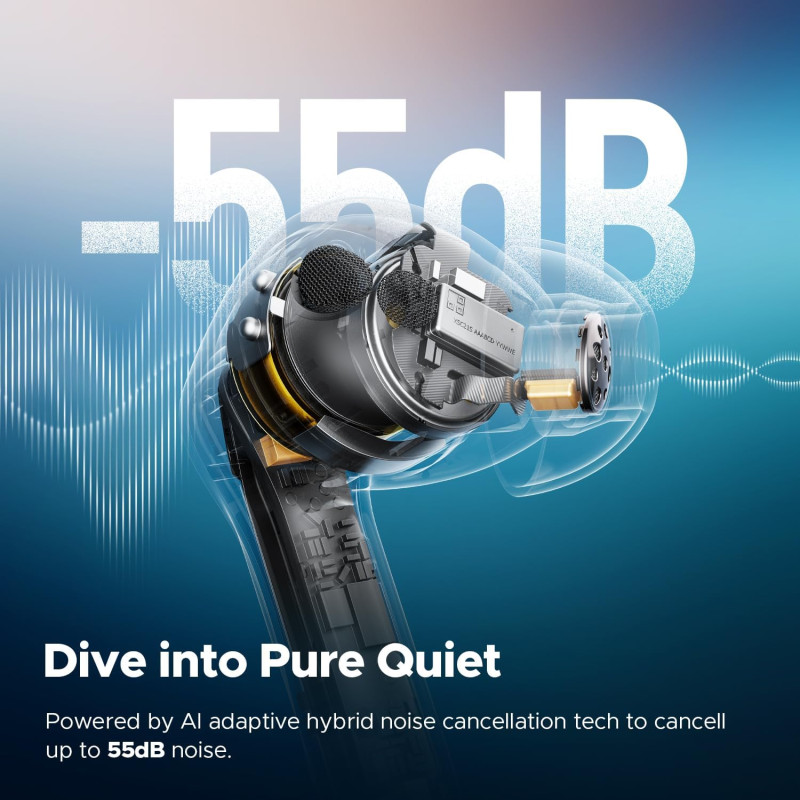 SOUNDPEATS Air5 Pro Wireless Earbuds, LDAC/aptX, Lossless, High Res, Snapdragon, Bluetooth 5.4, Multi-Point/Hybrid ANC/External