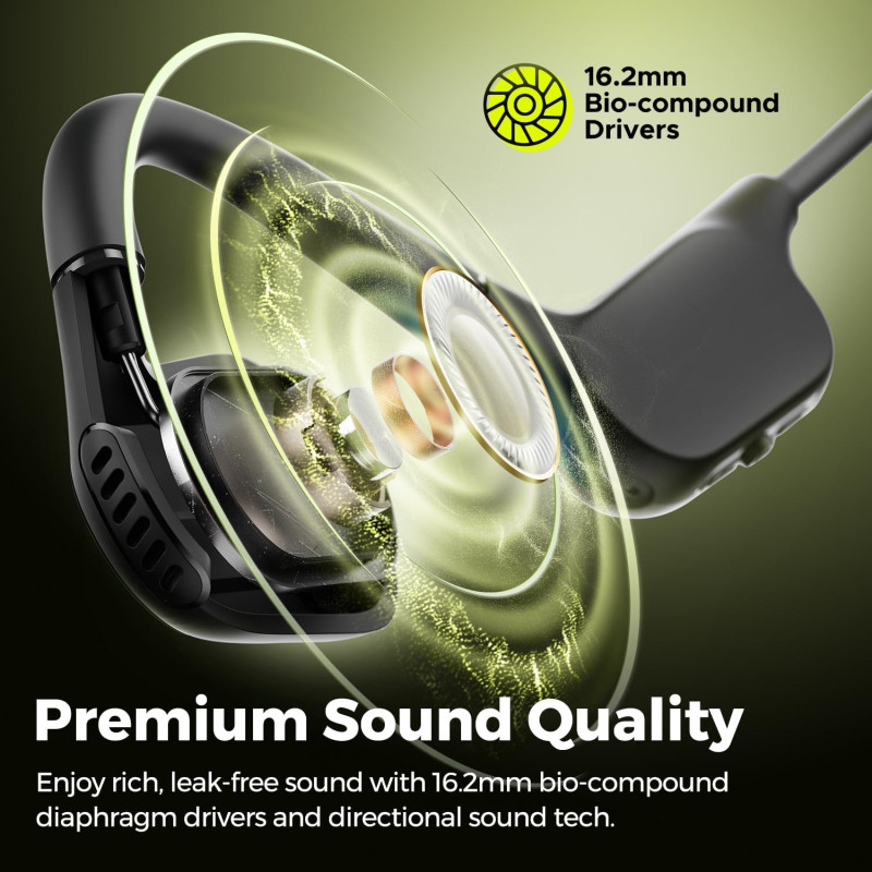 Soundpeats RunFree Lite2 Open-Ear Air Conduction Sport Blutooth Earphones – Black