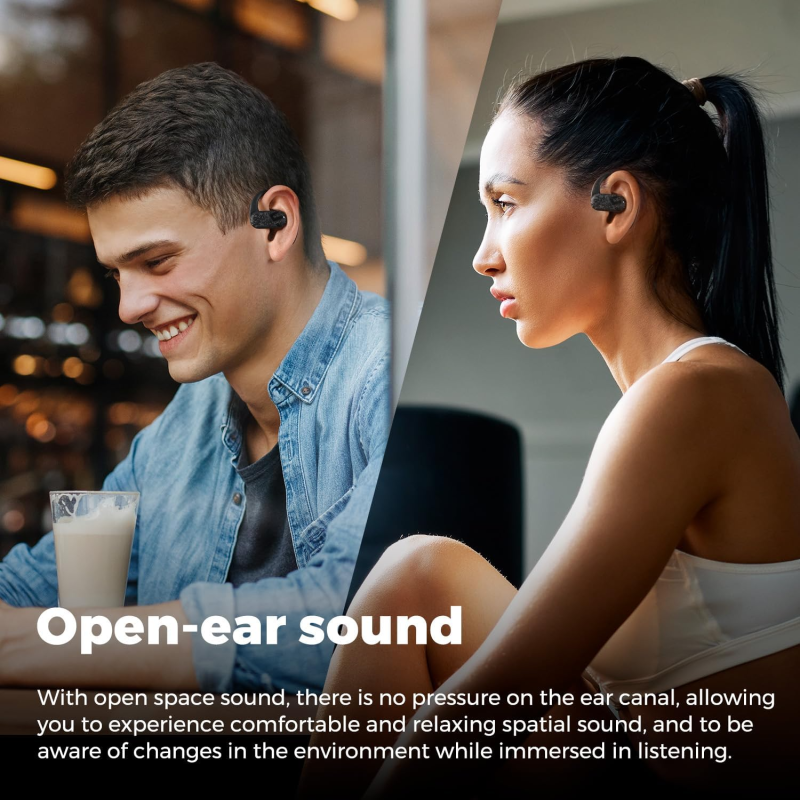 SoundPEATS Breezy Open Ear True Wireless Earphones with 40Hrs Playtime, 90° Adjustable, Bluetooth 5.4, 12mm Drivers, 4 Mics with AI Call Noise Canceling