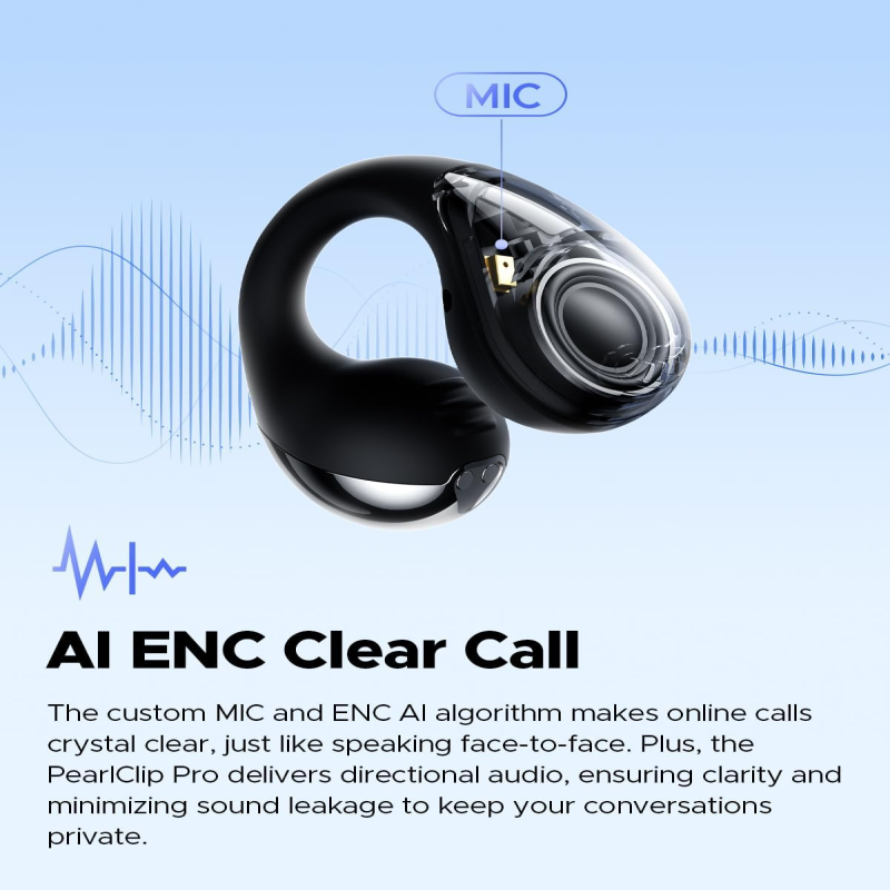 SoundPEATS PearlClip Pro Ear Ultra Open Ear Earbuds with Bluetooth 5.4, Clip On Ear Buds with Mic, IPX5, 24 Hrs, for Running Cycling Fitness