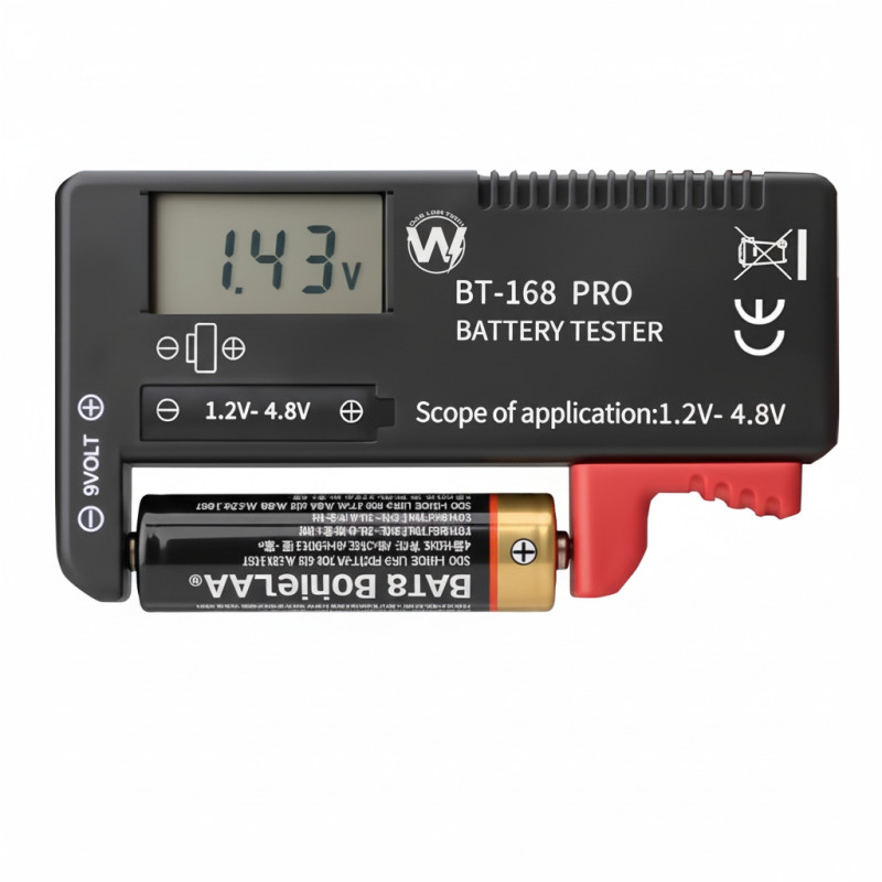 Digital Battery Volt Tester | Universal Lithium, AAA, AA & Button Cell Checker BT-168 PRO by W