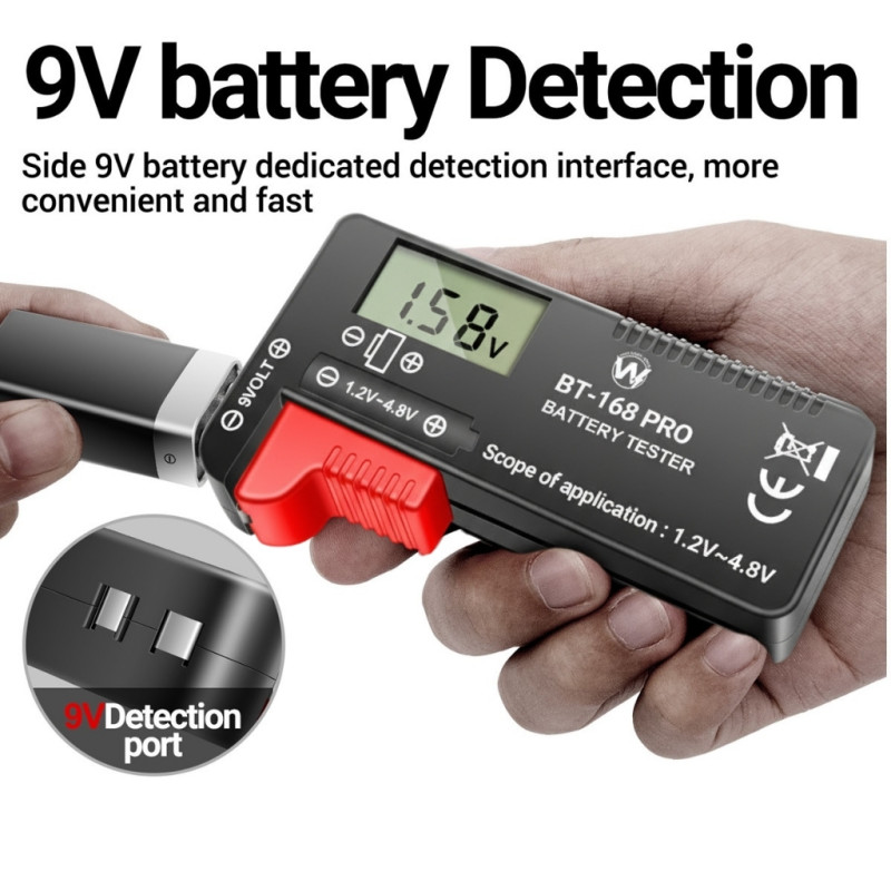 Digital Battery Volt Tester | Universal Lithium, AAA, AA & Button Cell Checker BT-168 PRO by W