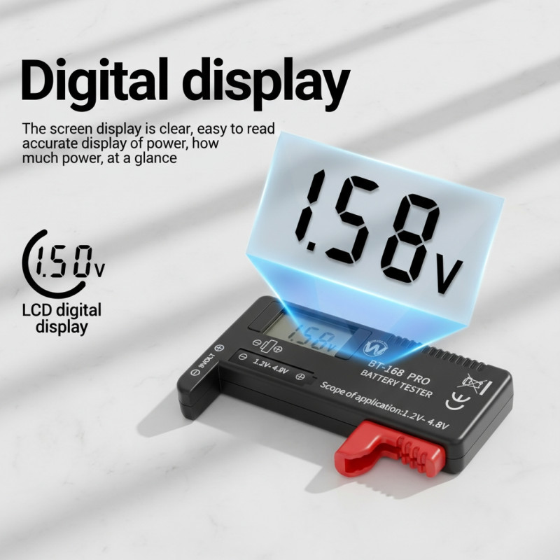Digital Battery Volt Tester | Universal Lithium, AAA, AA & Button Cell Checker BT-168 PRO by W