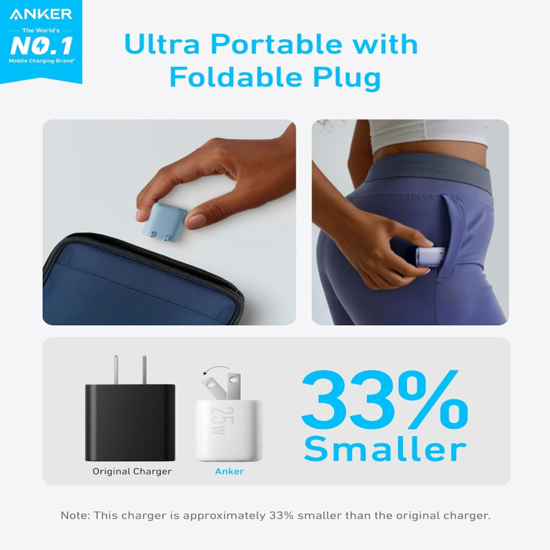 Anker 312 Ace2 25W USB-C Wall Charger – US 2-Pin Foldable Design with PPS Super Fast Charging