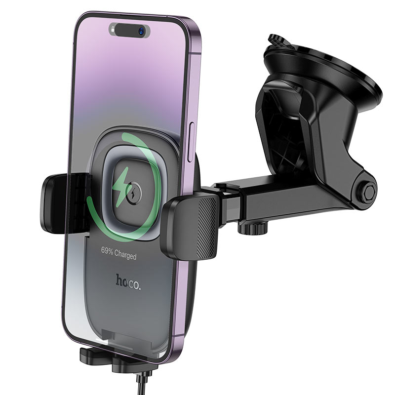 Hoco Crown 15W Wireless Charging Car Dashboard Mount - HW32 - Black