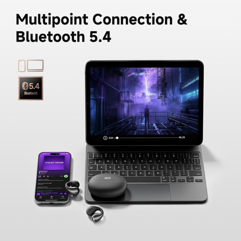 QCY C30 Crossky Open-Ear Clip Earbuds – Bluetooth 5.4, 25H Playtime & AI-Powered ENC Calls