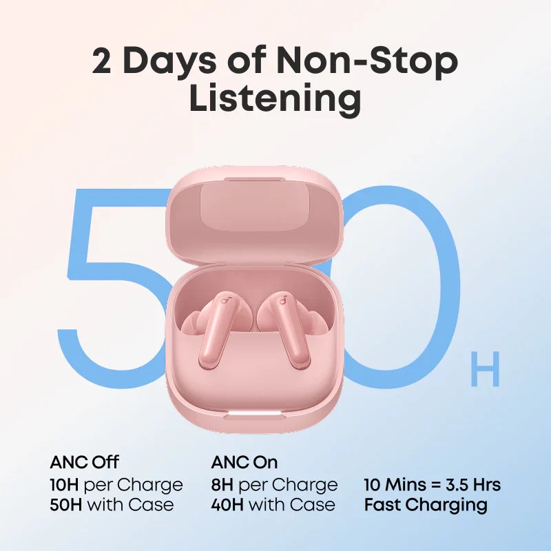 soundcore R60i NC, 6-Mics, Real-Time (ANC) Adaptive Noise Cancelling, Hi-Res Sound, Translation Earbuds, 50H Playtime