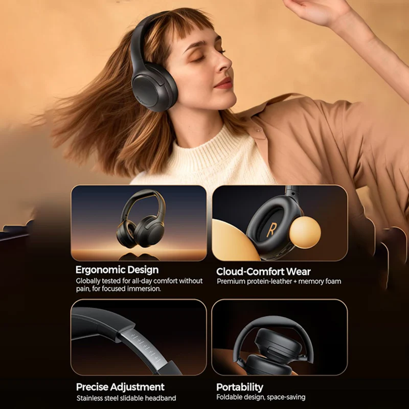 SoundPEATS Cove Pro Hybrid ANC Over-Ear Headphones – 56dB Noise Canceling