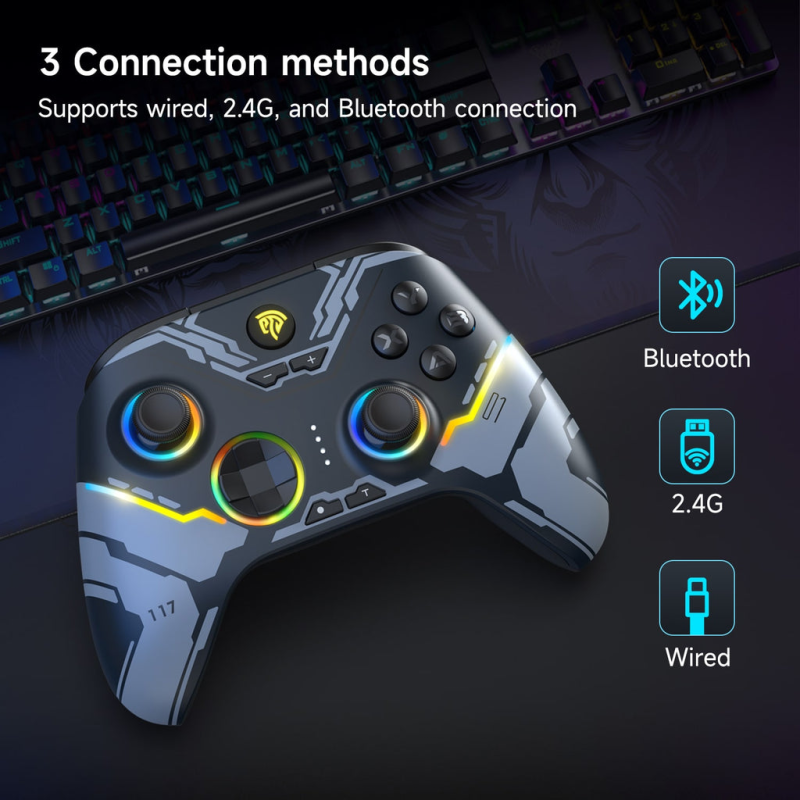 EasySMX® X15 Tri-Mode multiple Wireless RGB Gaming Controller – Hall Effect Joysticks