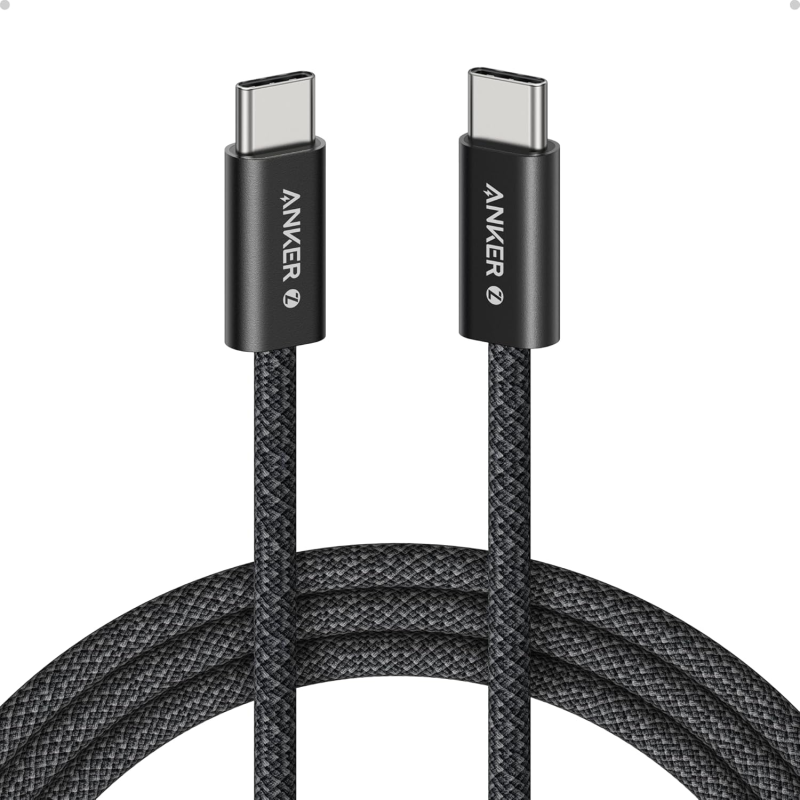 Anker Zolo 240W USB C to USB C Cable, Braided and Dirt-Free with Slim Connector - 3ft