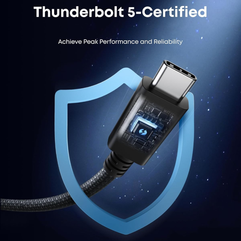 Anker Prime Thunderbolt 5 Cable (240W, 120Gbps, 3.3ft) – Intel Certified