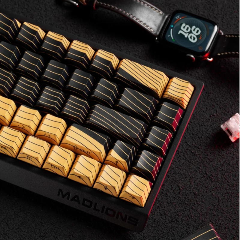 FGG Madlions MAD 60HE Limited 60% Wired Magnetic Switch Mechanical Keyboard with Adjustable Actuation, Rapid Trigger Mode, Side Print Topographic Keycaps, 16 Million Colors RGB - Amber Yellow