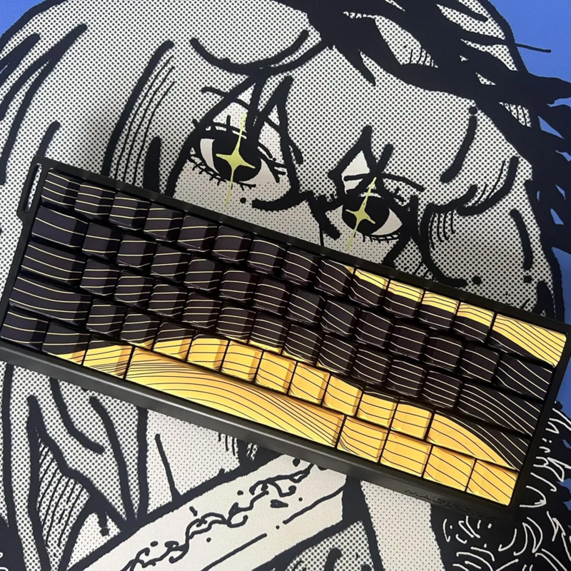 FGG Madlions MAD 60HE Limited 60% Wired Magnetic Switch Mechanical Keyboard with Adjustable Actuation, Rapid Trigger Mode, Side Print Topographic Keycaps, 16 Million Colors RGB - Amber Yellow