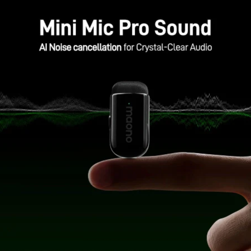 MAONO Wave T1 Mini Wireless Lavalier Microphone with Lightning & USB-C Plug, Noise Cancellation, AI Voice Filter, 30H Used with Charging Case for Video Recording Vlogging Podcast