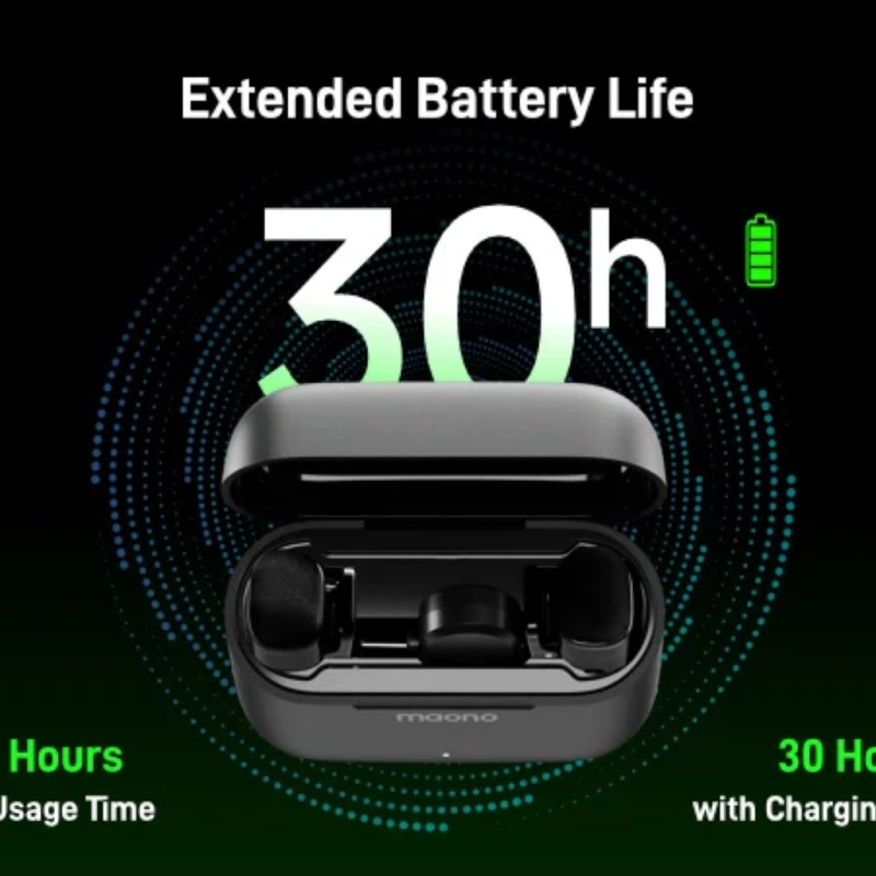 MAONO Wave T1 Mini Wireless Lavalier Microphone with Lightning & USB-C Plug, Noise Cancellation, AI Voice Filter, 30H Used with Charging Case for Video Recording Vlogging Podcast