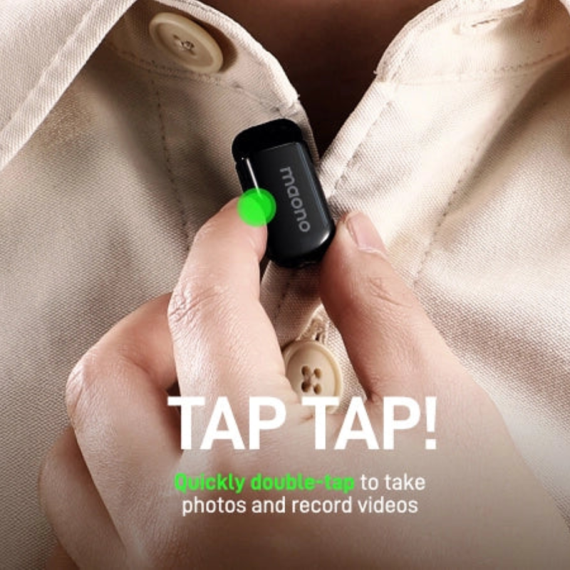 MAONO Wave T1 Mini Wireless Lavalier Microphone with Lightning & USB-C Plug, Noise Cancellation, AI Voice Filter, 30H Used with Charging Case for Video Recording Vlogging Podcast