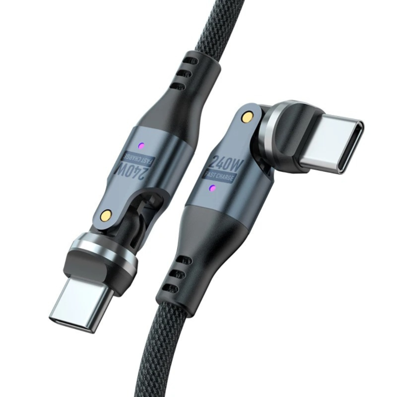 Dual Rotation USB C to Type C Braided 240w Fast Charging Cable with 540 degree rotation