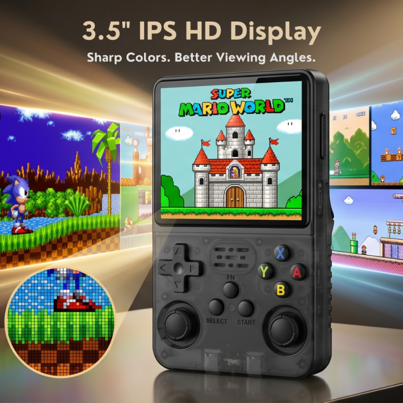 R36S 64GB (Ark OS) Retro Pocket Handheld Console 20,000+ Games with Eye Protection HD 3.5 IPS Screen for Adults and Kids