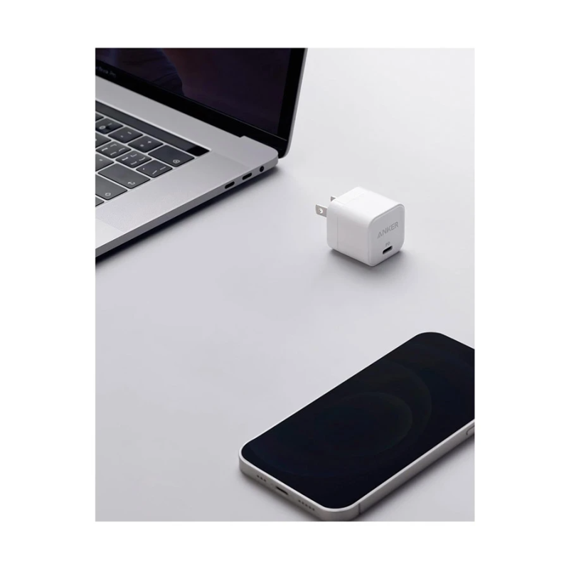 Anker PowerPort III 20W Cube Charger, Usb-C PD Fast Charger, Folable Plug, 2-Pin (US) - White