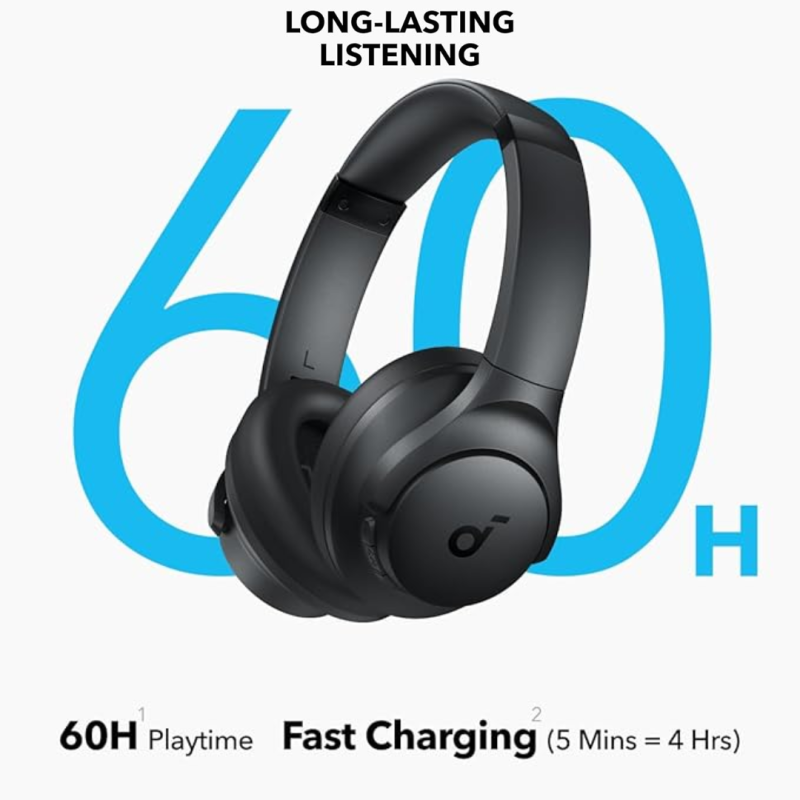 Anker Soundcore Q11i Wireless Headphones, 40mm Hi‑Res Drivers, One‑Touch BassUp, 60hBattery (5mins → 4h fast Charge), Multipoint Connections, Detachable Ear Cushions