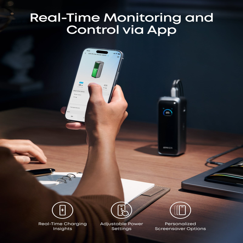 Anker Prime Power Bank 20kmah, 220w Total Output, 140w Usb-C Fast Charging, Smart Digital Display, PowerIQ 4.0, ActiveShield 4.0 Protection, App Control, Premium Laptop & Phone Power Bank