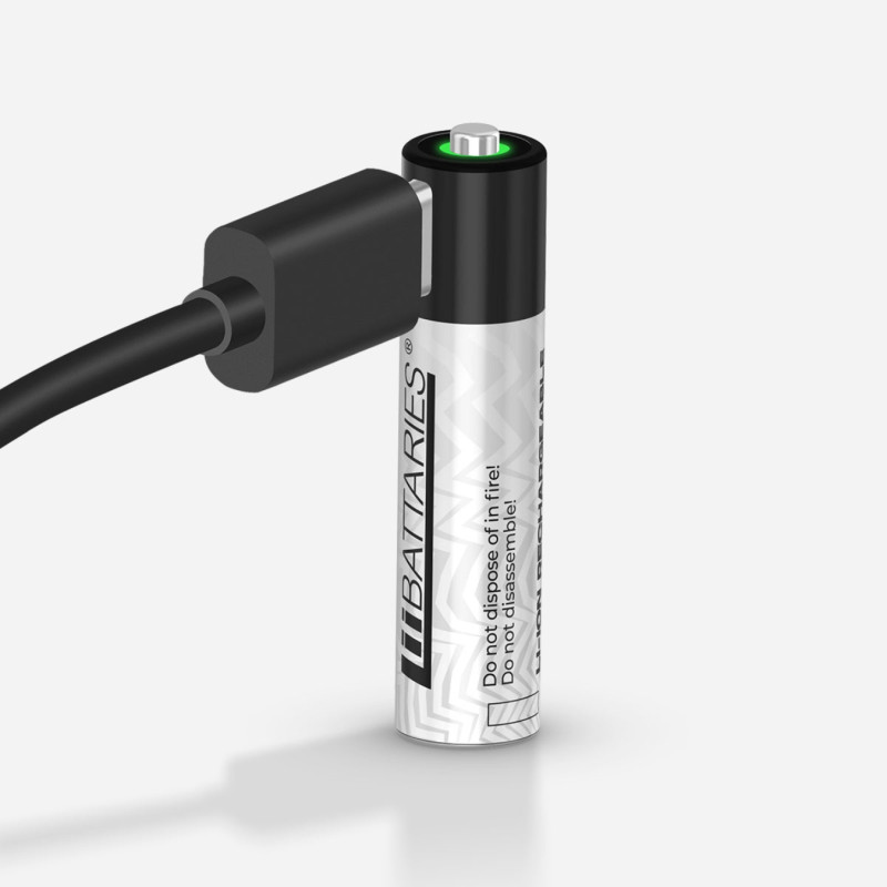 LiiBattaries AAA Type-C Rechargeable Lithium-ion Battery 500mAh 800+ Recharge Cycles - Pack of 4