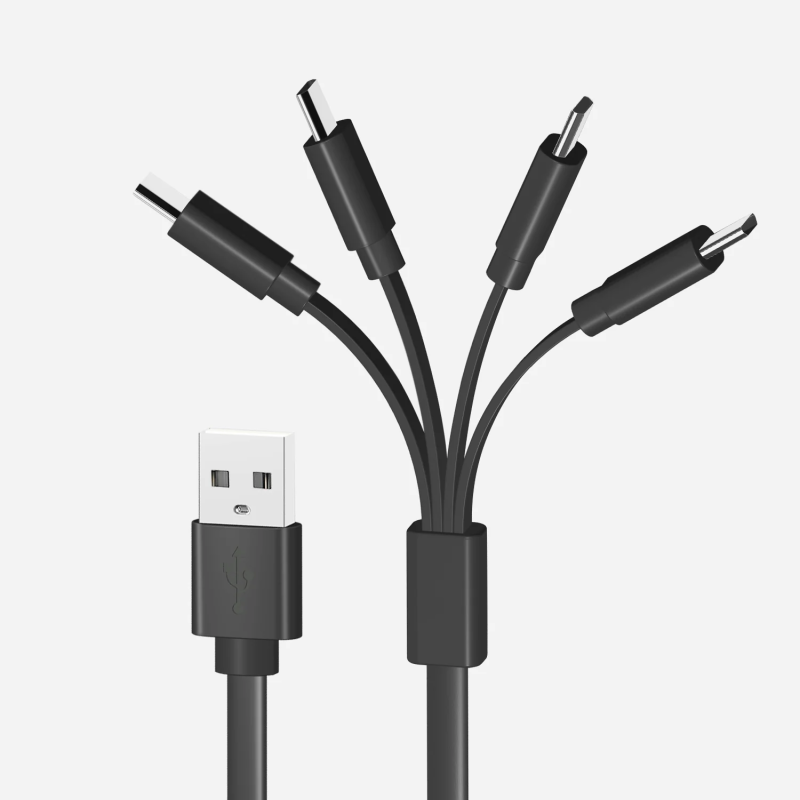 LiiBatteries 4-in-1 USB-C Multi Charging Cable | Compact Quad USB-C Charger Cable for Rechargeable Batteries