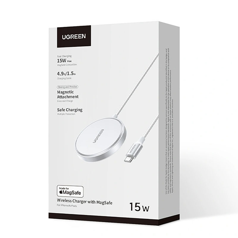 Ugreen Latest MPP Qi2 15W Magnetic Wireless Charger 1.5m - Sliver