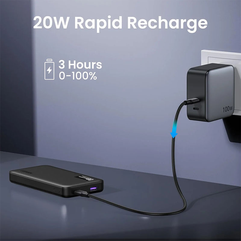 Ugreen 10,000mAh PD 20W Portable Power Bank - Black