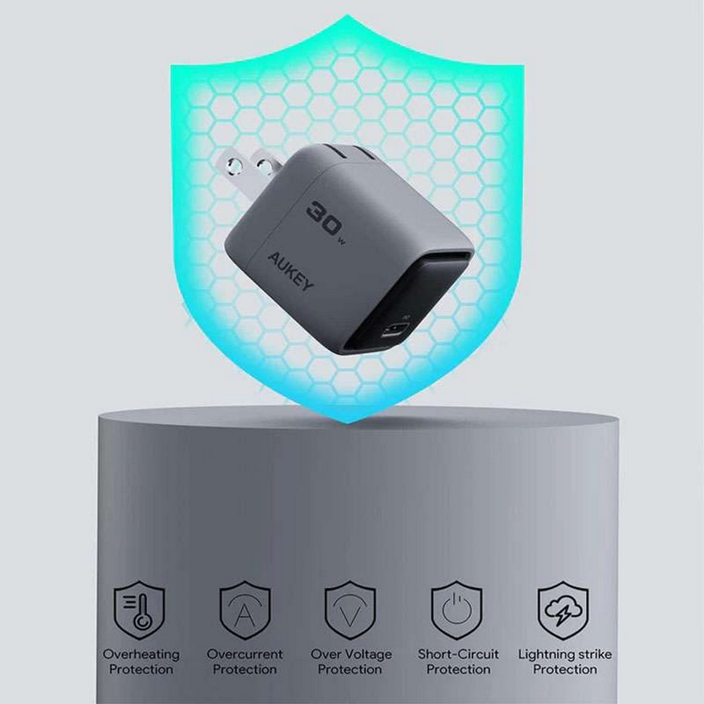 Aukey 30W PD Wall Charger with GaN Technology - PA-C1 - Grey