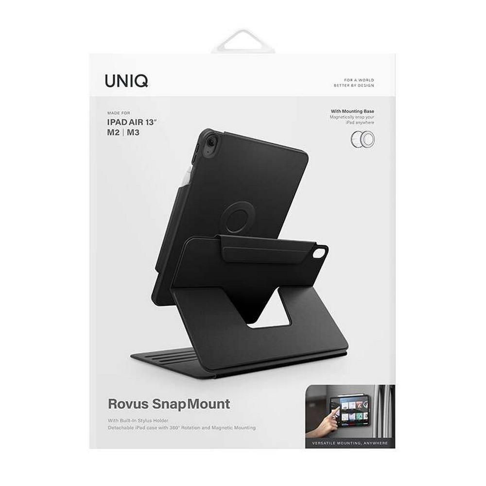 Uniq Rovus Series Magnetic 360 Rotating Case for iPad Air 13 (M2-M3) - Black