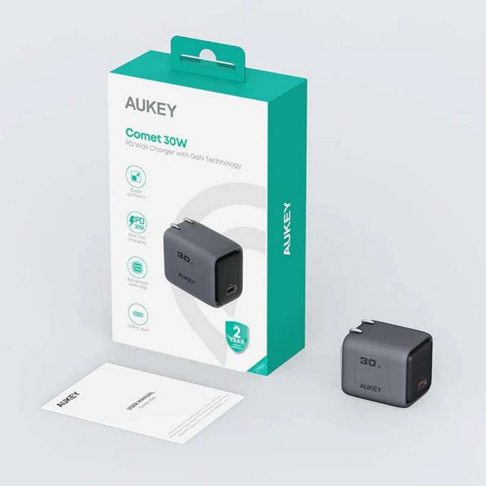 Aukey 30W PD Wall Charger with GaN Technology - PA-C1 - Grey