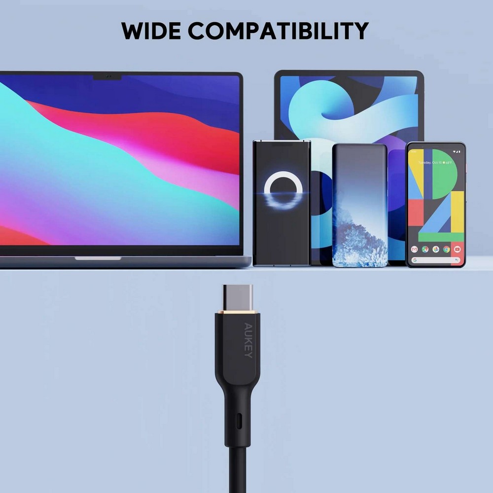 Aukey Circlet Blink 100W Silicone USB-C to USB-C Cable 1.8m - CB-SCC102