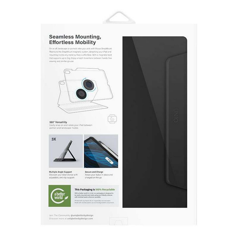 Uniq Rovus Series Magnetic 360 Rotating Case for iPad Air 13 (M2-M3) - Black