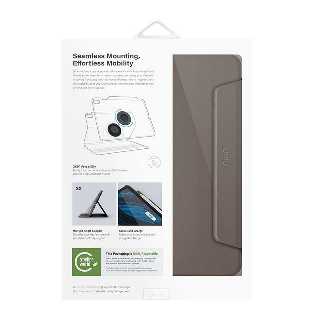 Uniq Rovus Series Magnetic 360 Rotating Case for iPad Air 11 (M2-M3) iPad Air 10.9 (4th/5th Gen) - Grey