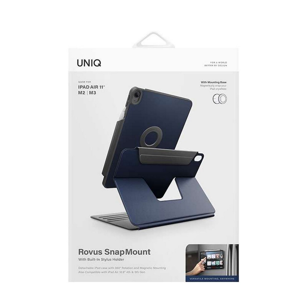 Uniq Rovus Series Magnetic 360 Rotating Case for iPad Air 11 (M2-M3) iPad Air 10.9 (4th/5th Gen) - Navy Blue