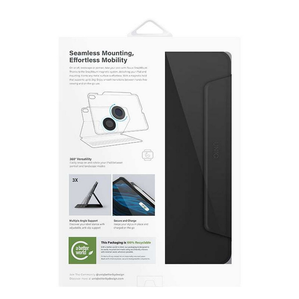 Uniq Rovus Series Magnetic 360 Rotating Case for iPad Air 11 (M2-M3) iPad Air 10.9 (4th/5th Gen) - Black