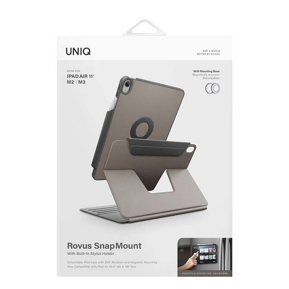 Uniq Rovus Series Magnetic 360 Rotating Case for iPad Air 11 (M2-M3) iPad Air 10.9 (4th/5th Gen) - Grey