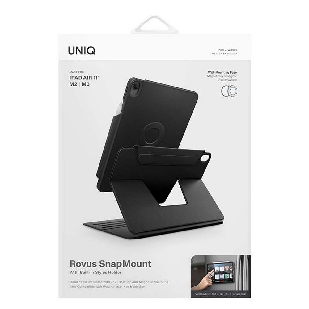 Uniq Rovus Series Magnetic 360 Rotating Case for iPad Air 11 (M2-M3) iPad Air 10.9 (4th/5th Gen) - Black